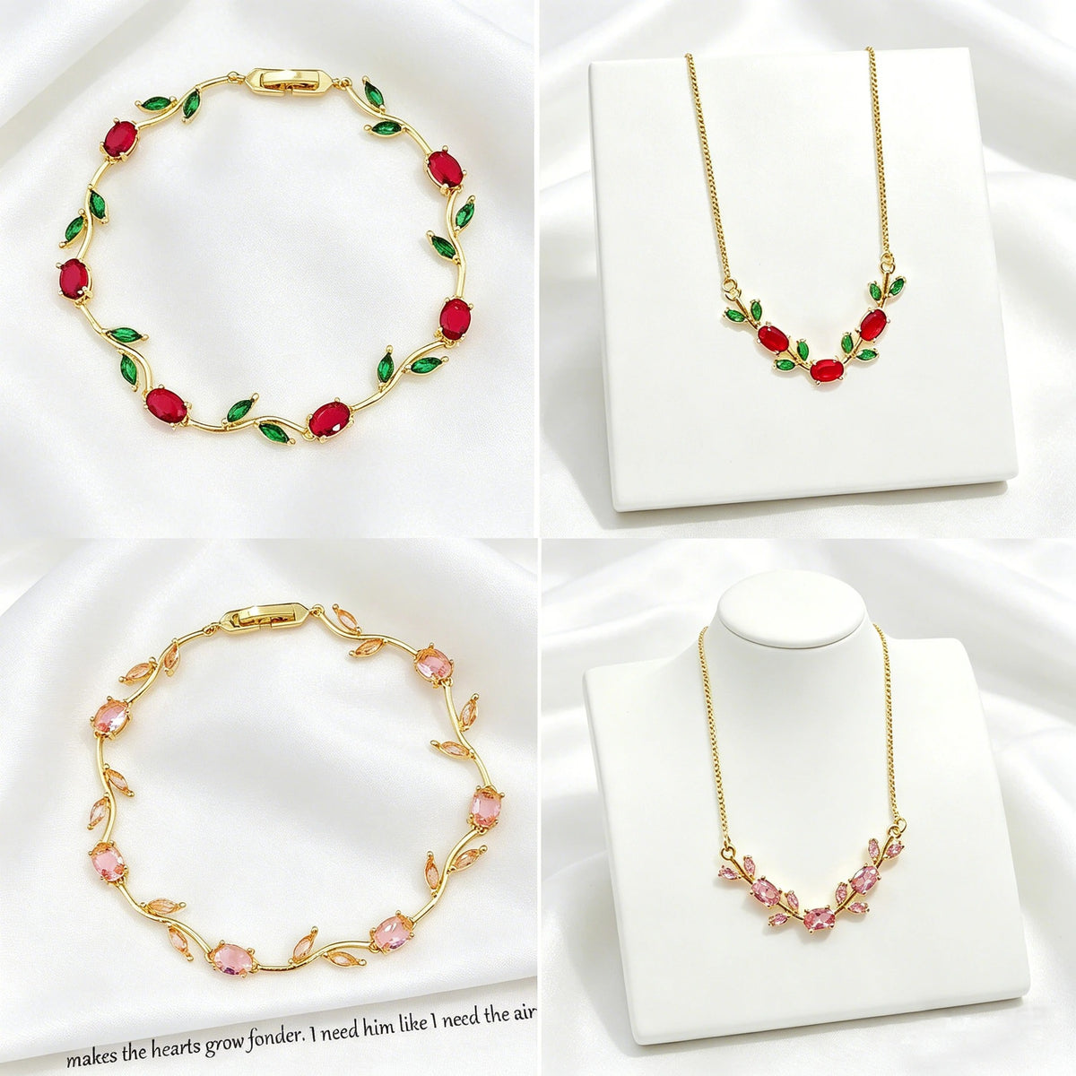 Trendy Charm Crystal Leaf Vine Flower Rhinestone Bracelet Necklace Jewelry Sets Luxury for Women Girl Party Wedding Jewelry Gift