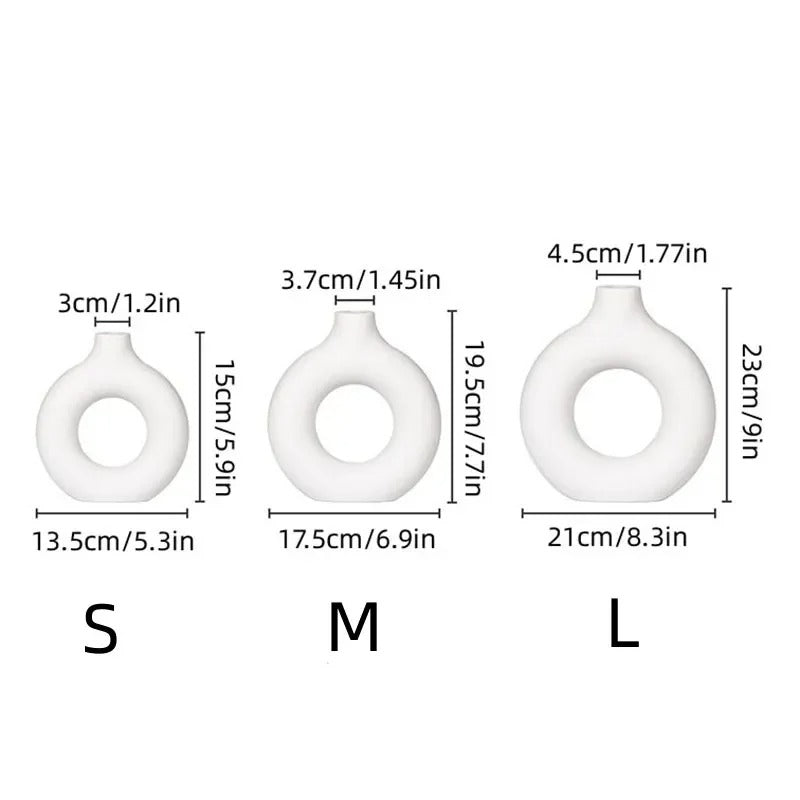 Simple Plastic Vase Donut Shape Single Flower Pot Home Living Room Decoration Table Ornaments Circle Flower Arrangement Vase