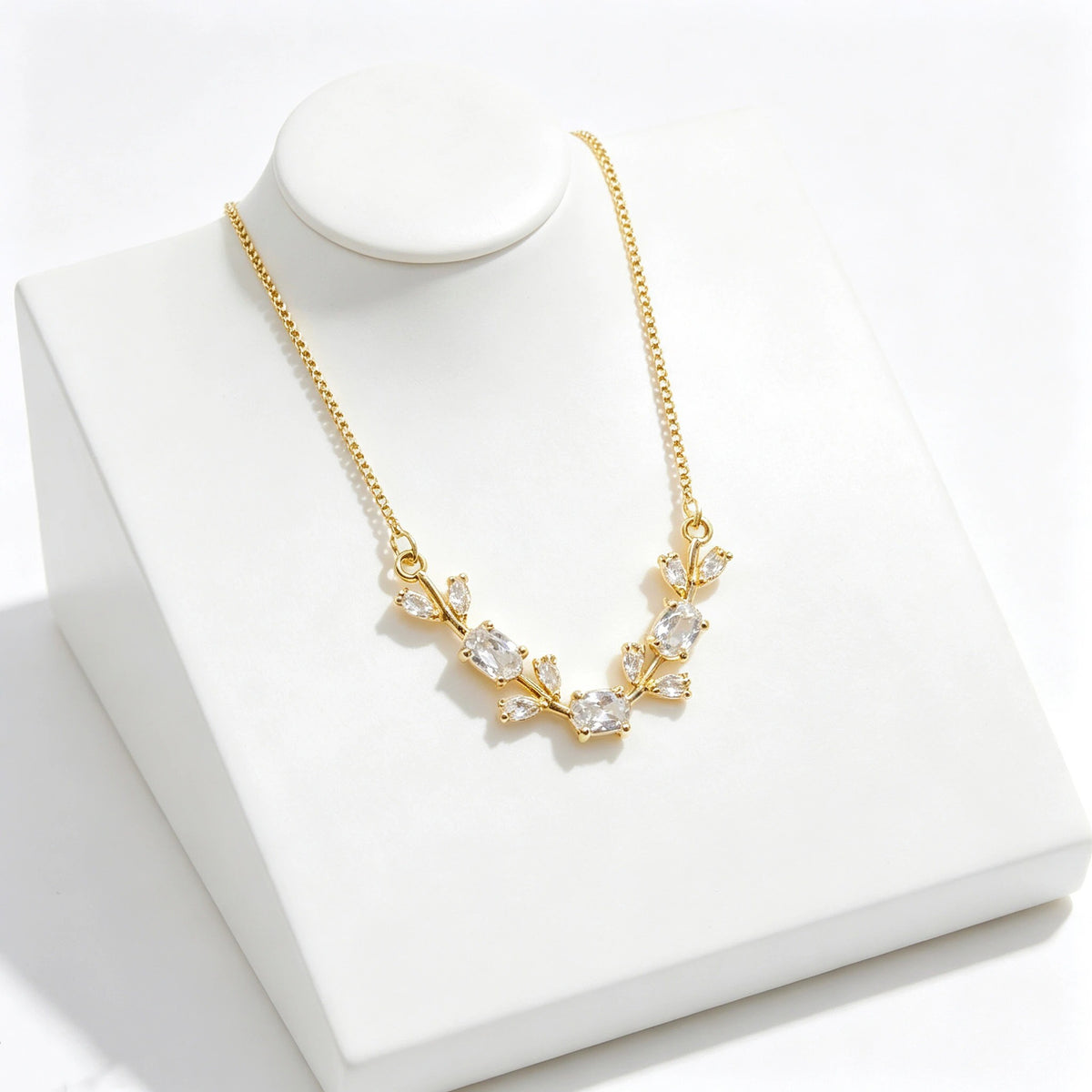 Trendy Charm Crystal Leaf Vine Flower Rhinestone Bracelet Necklace Jewelry Sets Luxury for Women Girl Party Wedding Jewelry Gift