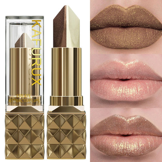 1PC Glitter Shiny Metallic Two Tone Lipstick Matte Pearlescent Lip Tint,Long Lasting Lip Senior Lip Makeup Gifts Lip Gloss Cost