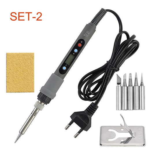 New Electric Solder Iron 80W 110V 220V Adjustable Temperature Digital Display With Switch Welding Soldering Heat Repair Tool Kit