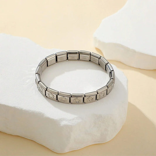 FTCY Italian Charm Stainless Steel Bracelets For Women Men 9mm Width Elastic DIY Modular Bracelet Jewelry Gift