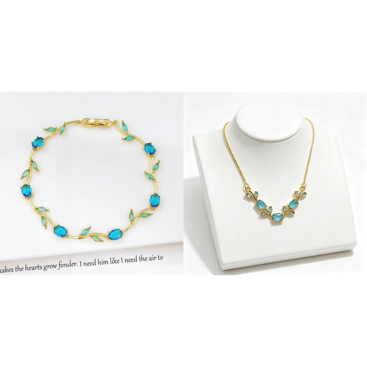 Trendy Charm Crystal Leaf Vine Flower Rhinestone Bracelet Necklace Jewelry Sets Luxury for Women Girl Party Wedding Jewelry Gift