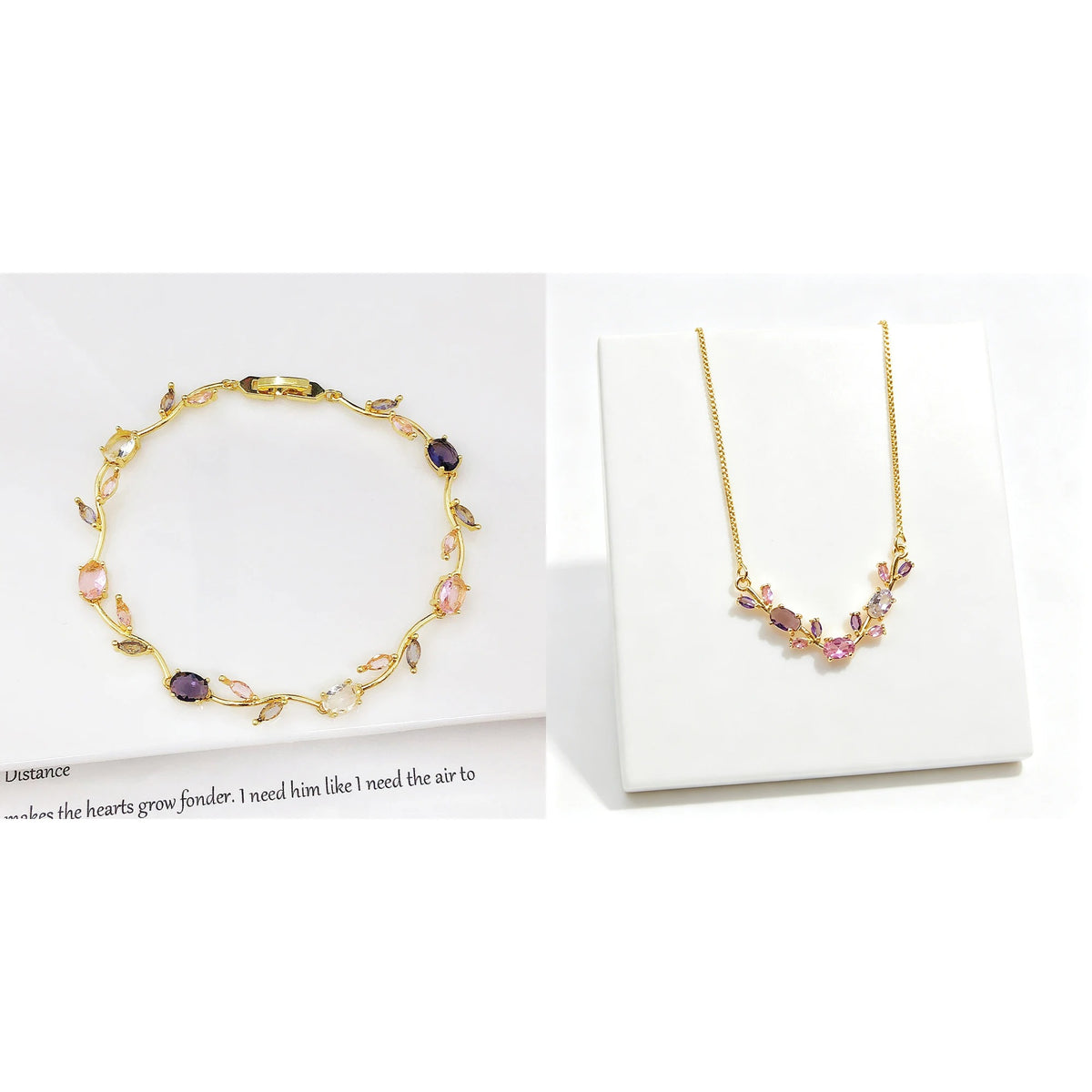 Trendy Charm Crystal Leaf Vine Flower Rhinestone Bracelet Necklace Jewelry Sets Luxury for Women Girl Party Wedding Jewelry Gift