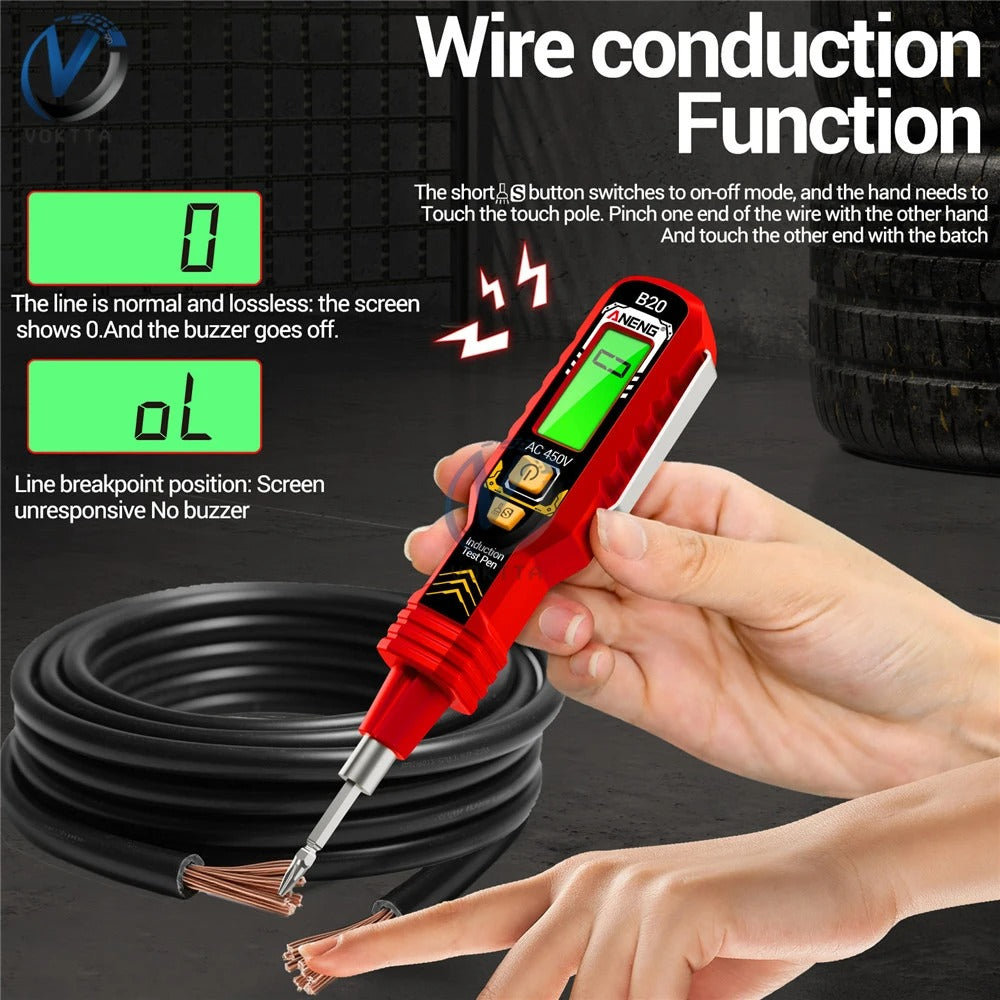 B20 Voltage Tester Pen AC/DC Electrical Induction Test Pencil Buzzer Alarm Voltage Detector Breakpoint Finder Diagnostic Tools