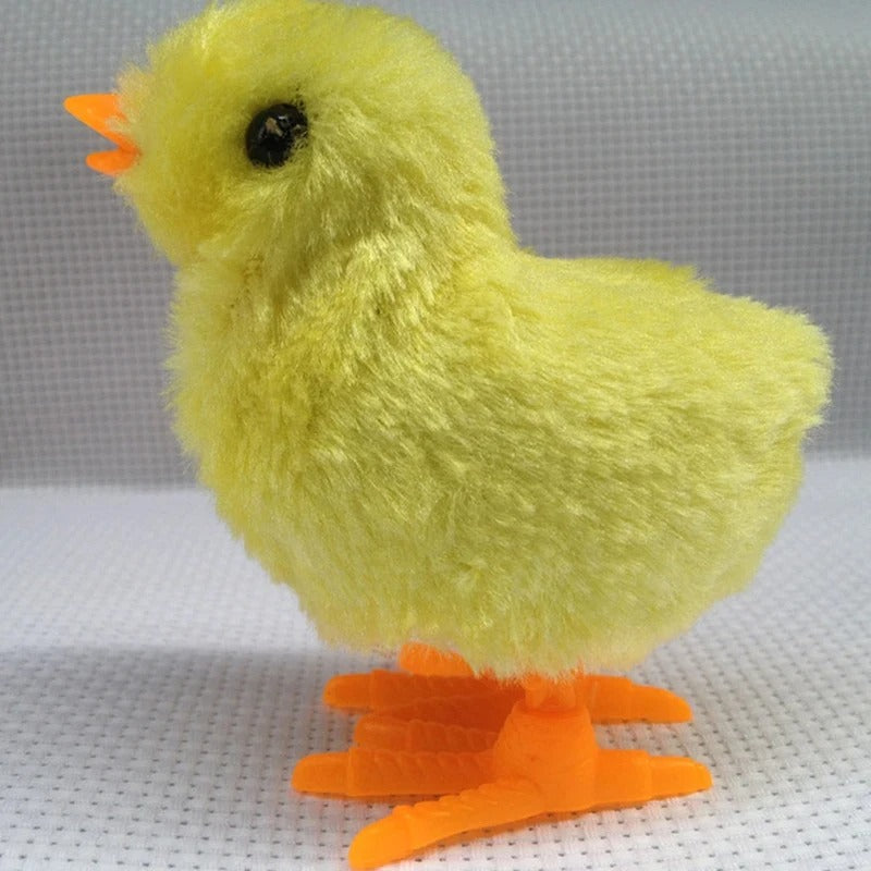 Clockwork Hopping Chicken Cat Toy, Wind Up Jumping Plush Chick for Interactive Play, Funny Walking Toy for Kittens & Cats
