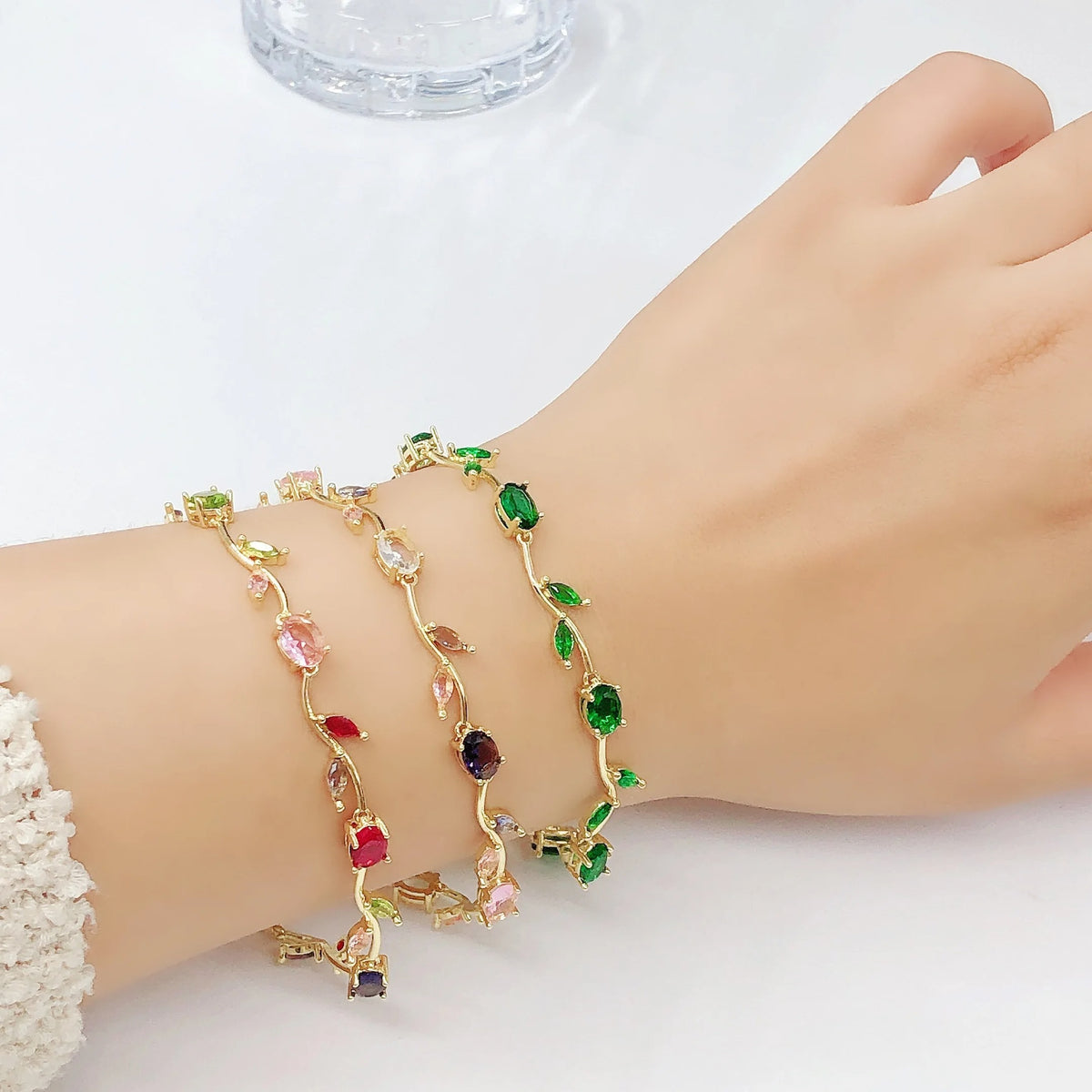 Trendy Charm Crystal Leaf Vine Flower Rhinestone Bracelet Necklace Jewelry Sets Luxury for Women Girl Party Wedding Jewelry Gift