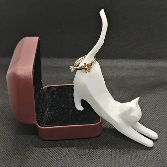 Tiny Stretching Cat Sculpture Stretching Pose Miniature Decor for Bedroom and Bookshelf Decor